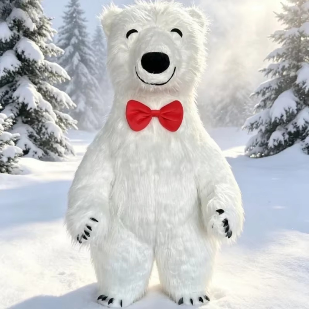 거대한 흰색 북극곰 인형 의상, 털이 달린 의상으로 할 - Costumes 리뷰 및 가격