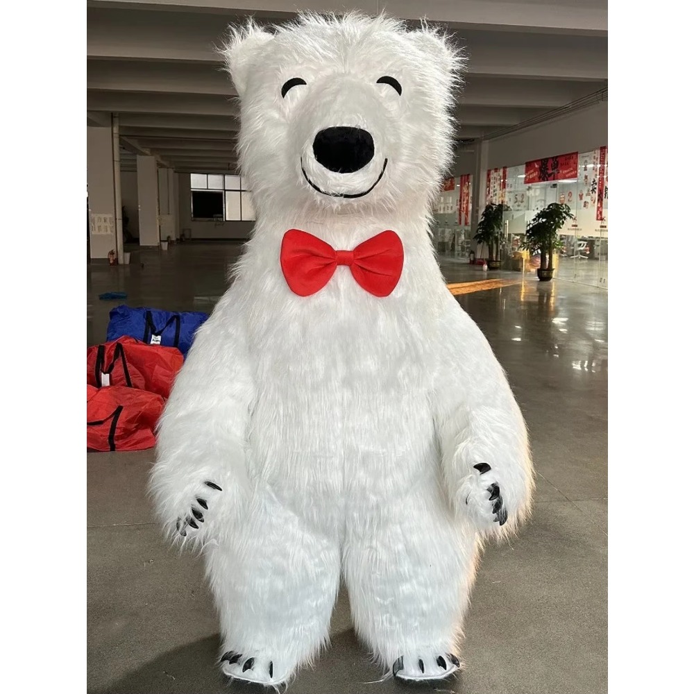 거대한 흰색 북극곰 인형 의상, 털이 달린 의상으로 할 - Costumes 리뷰 및 가격