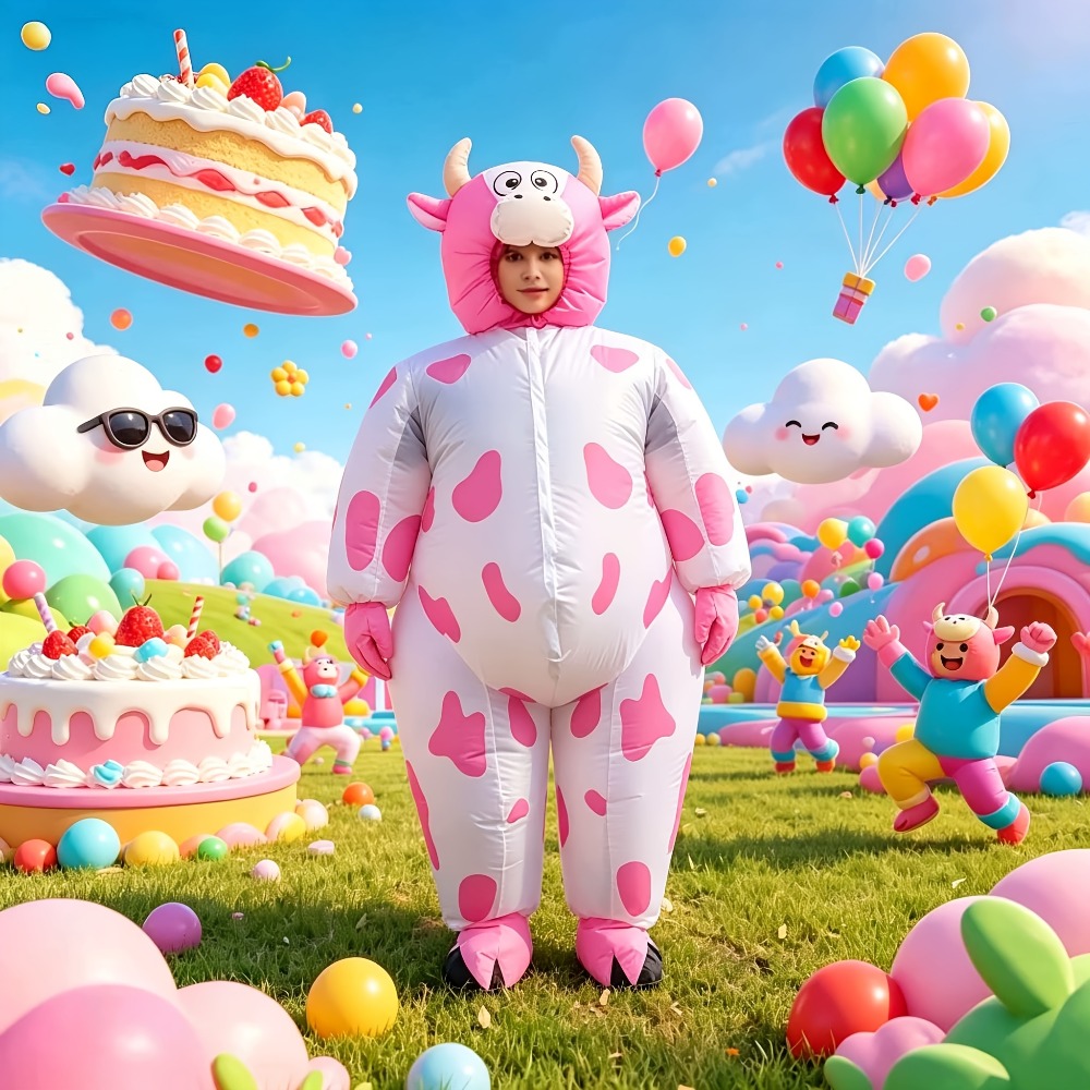 재미있는 분홍색 소 모양의 에어벌룬 의상, 성인용 유니 - Costumes 리뷰 및 가격