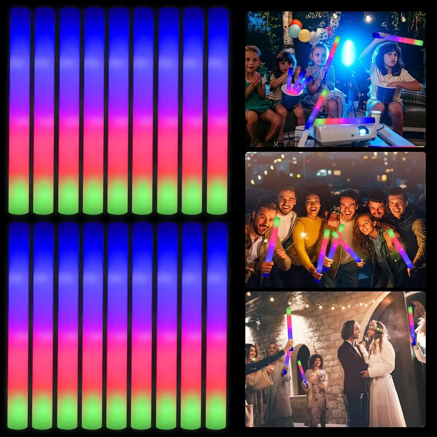 2Z-50개 LED 폼 글로우 스틱 크리스마스 웨딩용  - Flashing Led Foam Sticks Party 리뷰 및 가격